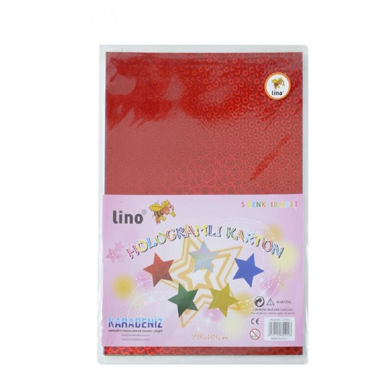 Lino Hologramlı Karton 23x33 Cm 5 Renk 10'lu Paket Ln-2709j