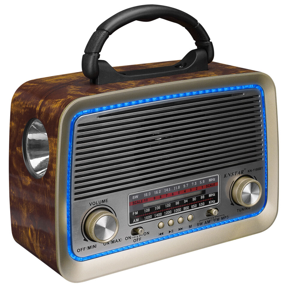Mikado Mdr-99 Ahşap Usb-tf Destekli Bluetooth Fm-am-sw 3 Band Klasik Radyo