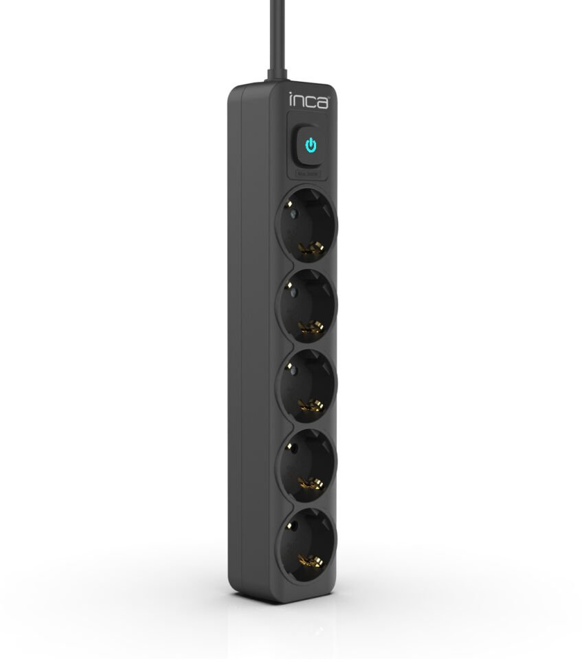 Inca Ipw-44sy 5li Akım Korumalı Led Tuşlu Priz 1,5m Siyah