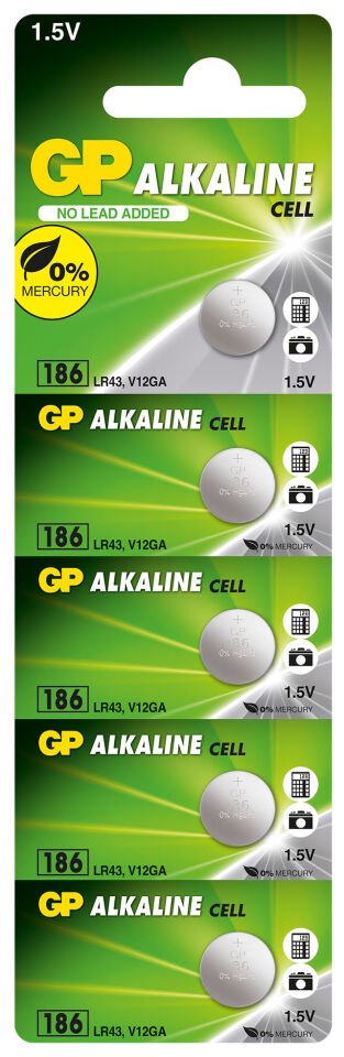 Gp Gp186-c5 Lr43 Alkalin Düğme Pil 5'li Paket