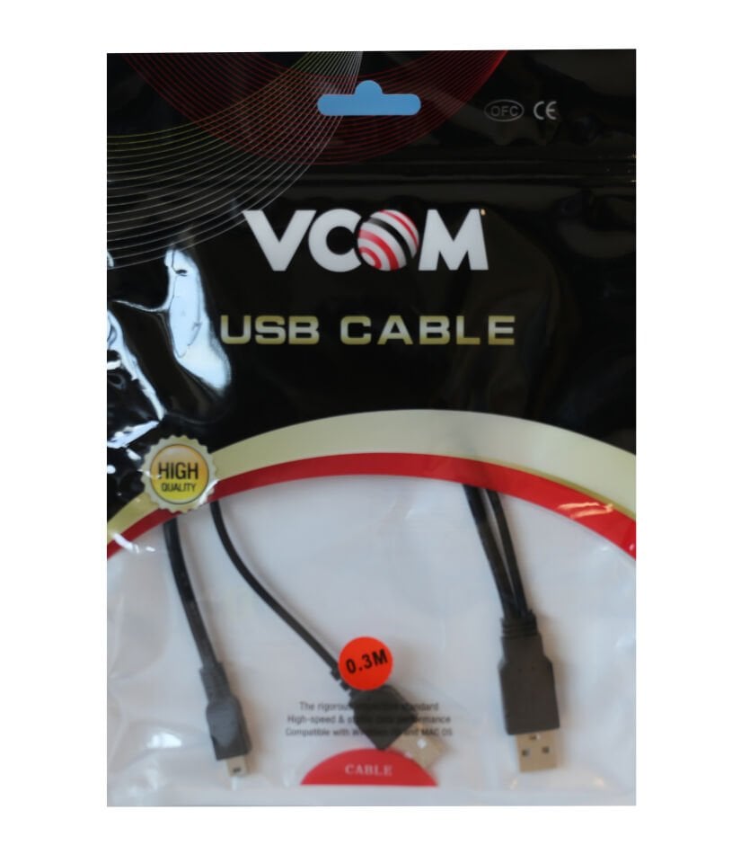 Vcom Usb 2.0 2-mini Usb 5pin Black 0.3m