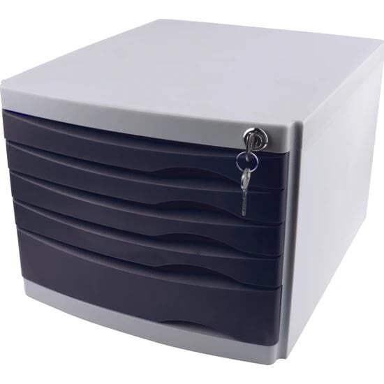 Ops Evrak Rafı Çekmeceli Kilitli Black Serıes 5'li Siyah Cmc-205-si