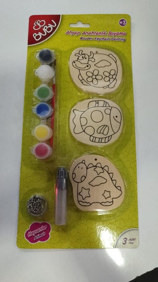 Bu-bu Ahşap Anahtarlık Boyama 3 Lü Abs005 (ab0030)