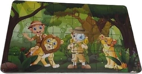 Bu-bu Ahşap Puzzle İzci Ve Aslan 19,5x29,5 Cm Ap0007