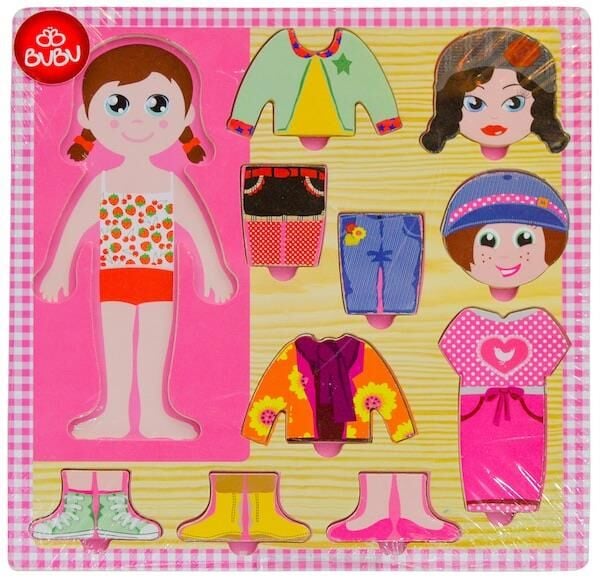 Bu-bu Kız-erkek Giydirme Ahşap Puzzle 30x30 Cm Ap0047