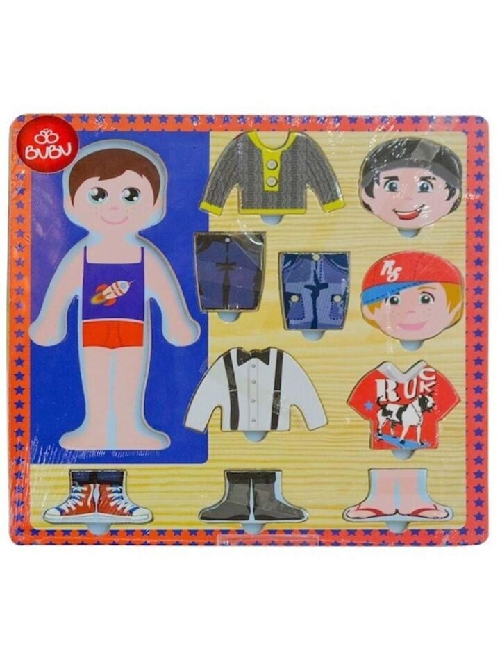 Bu-bu Kız-erkek Giydirme Ahşap Puzzle 30x30 Cm Ap0047