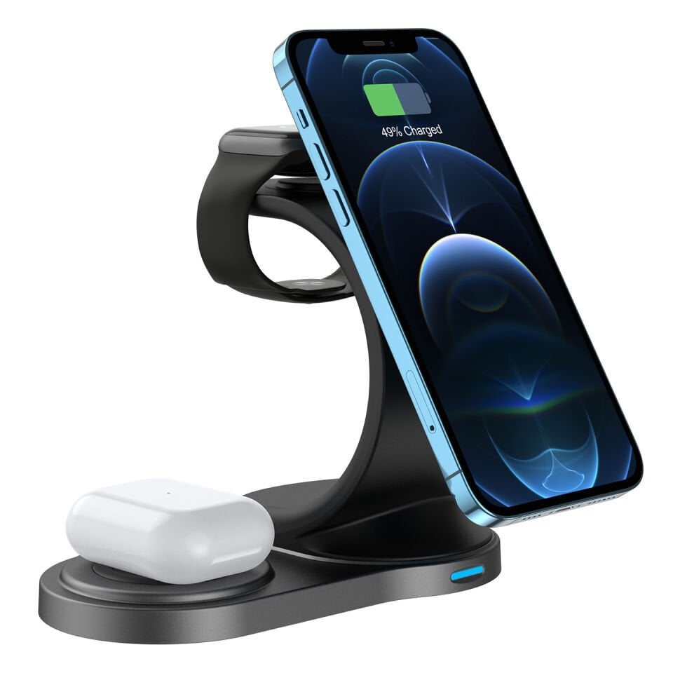 S-link Swapp Sw-cwf110 Telefon Kulaklık Akıllı Saat 15w 3 In 1 Magsafe Siyah Kablosuz Şarj Cihazı