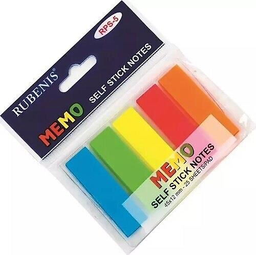 Rubenis Yapışkanlı Not Kağıtı İndex 45x12mm 5 Renk Rps-5