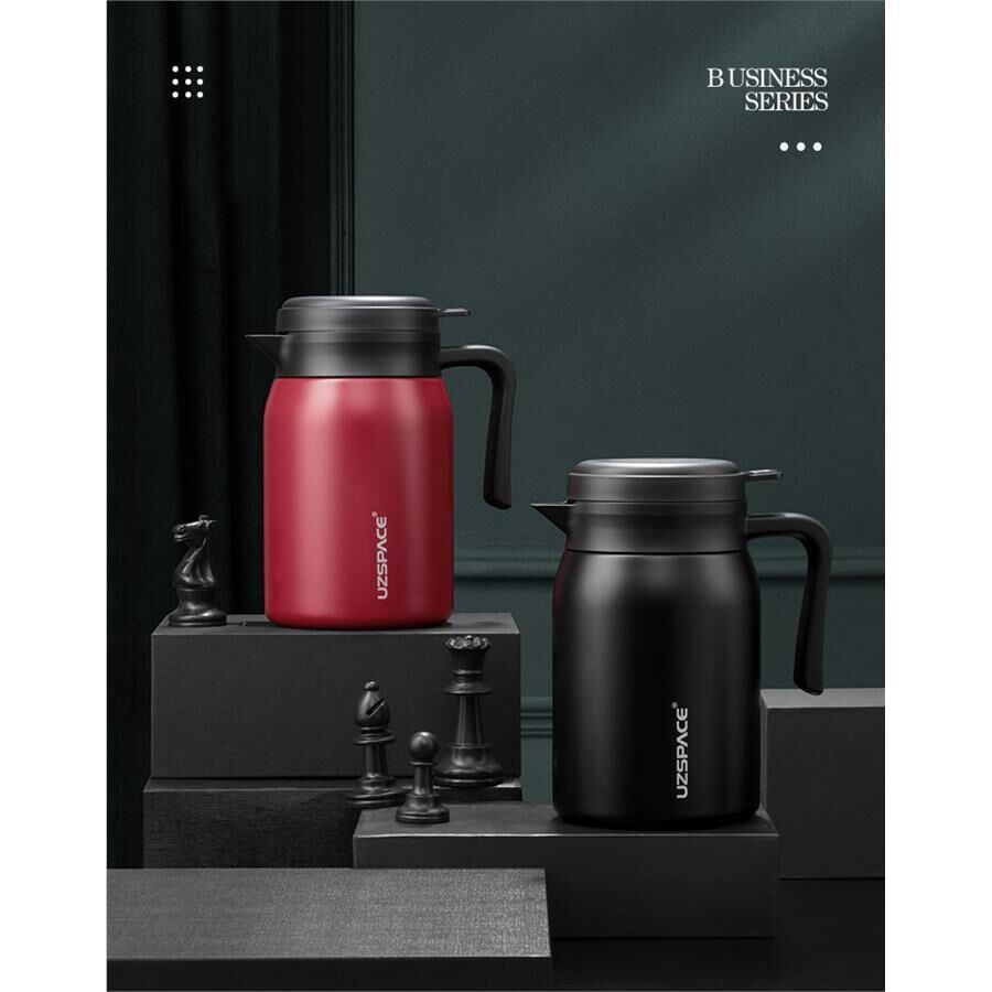 Uzspace Paslanmaz Çelik 1200 Ml Kulplu Mug Kırmızı - Siyah 4080