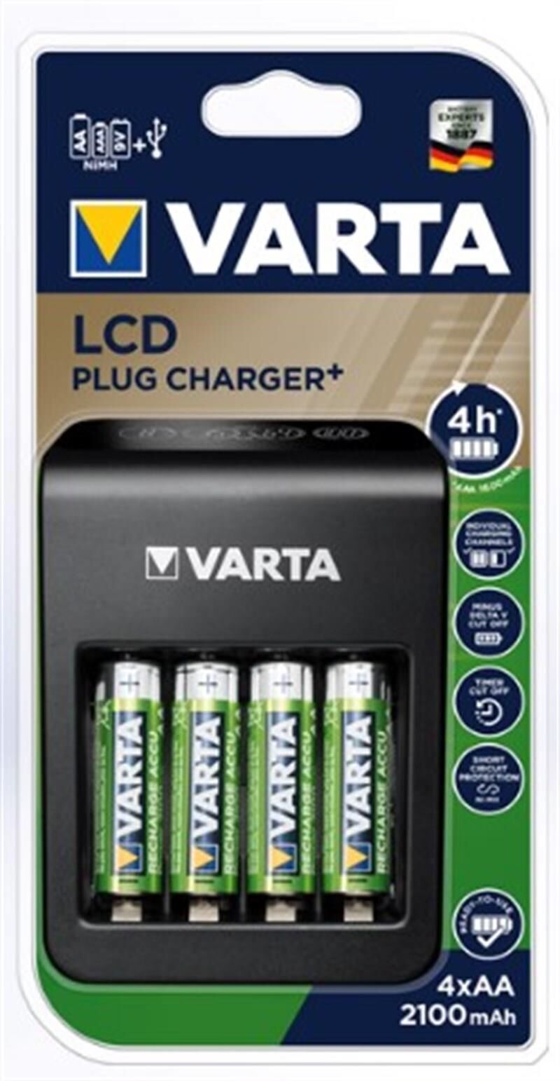 Varta Şarj Cihazı Lcd Plug Charger+4x2100 Mh Pil Hediye 57687