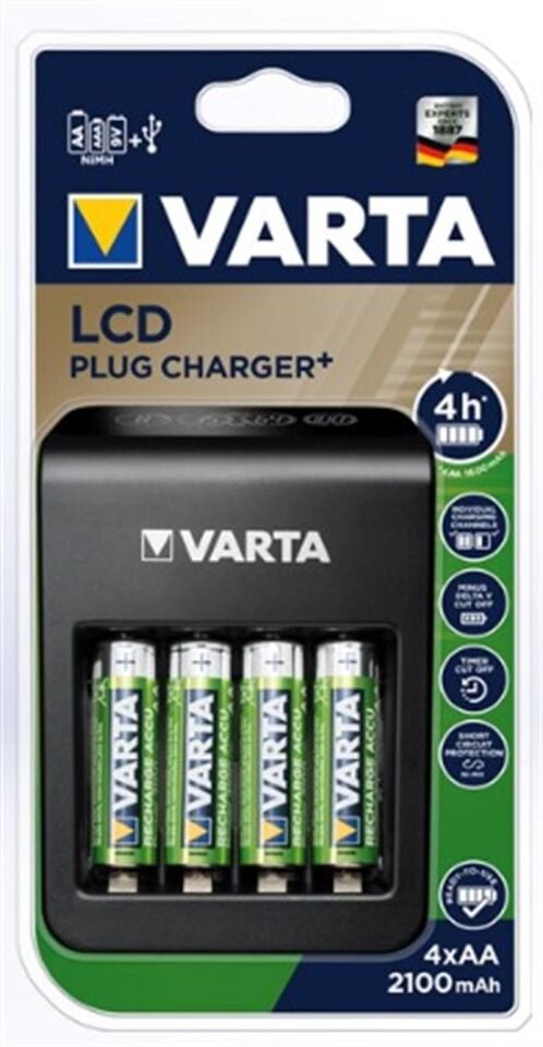 Varta Şarj Cihazı Lcd Plug Charger+4x2100 Mh Pil Hediye 57687