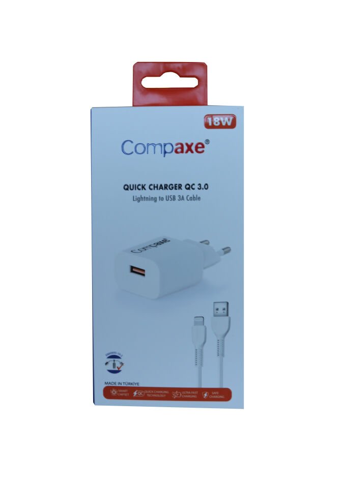 Compaxe Cta-150iu 5v 3a 18w Ev Şarj Kafa + Lightning Şarj Kablosu