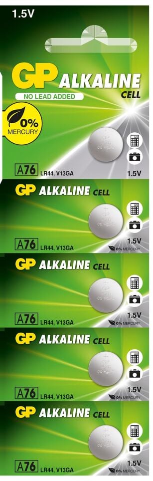 Gp Gpa76-c5 Lr44 Alkalin Düğme Pil 5'li Paket