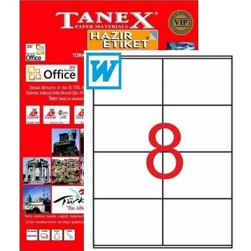 Tanex Laser Etiket Tw-2208 105x70 Mm Beyaz Tw2208las10100
