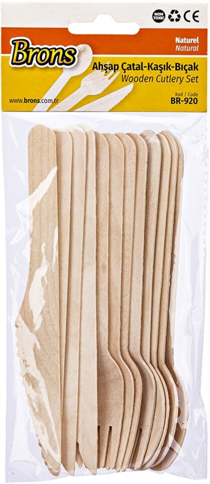 Brons Ahşap Çatal Kaşık Bıçak Naturel Br-920