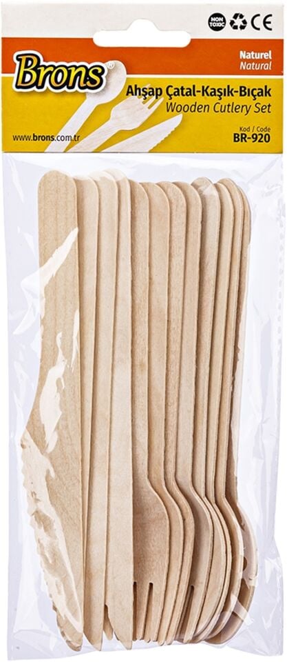 Brons Ahşap Çatal Kaşık Bıçak Naturel Br-920