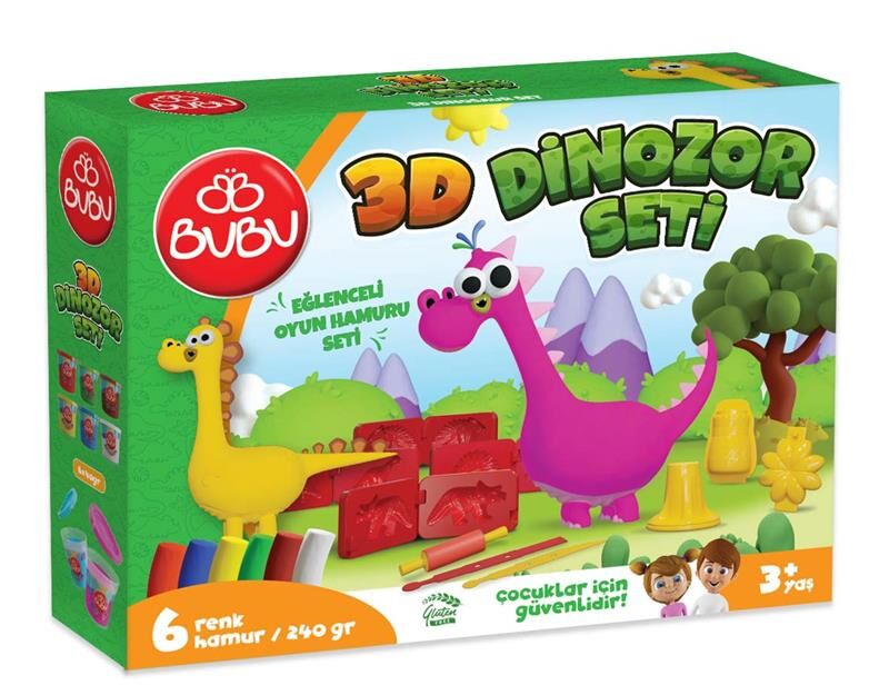 Bu-bu Oyun Hamuru Seti 3d Dinozor (l) Oh0012