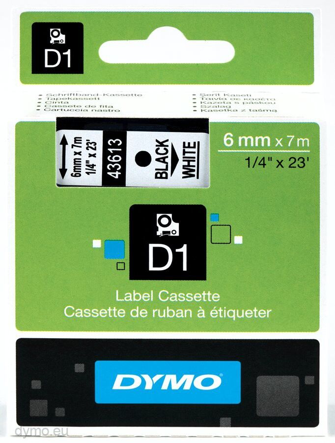 Dymo S0720790 D1 Yedek Şerit, 6 Mm X 7 Mt Sarı- Siyah 43618
