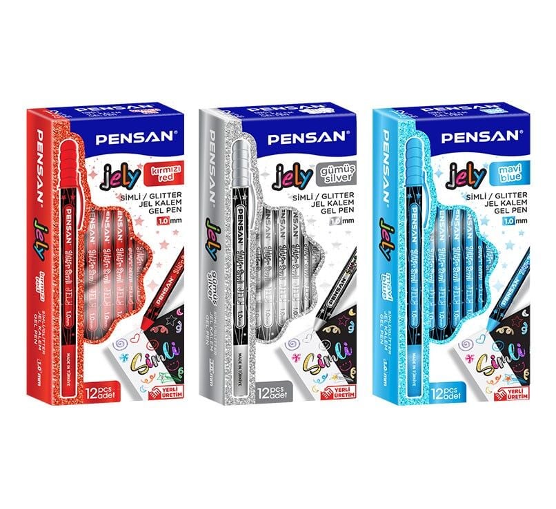 Pensan Tükenmez Kalem Jely Glitter Simli Kırmızı 2800