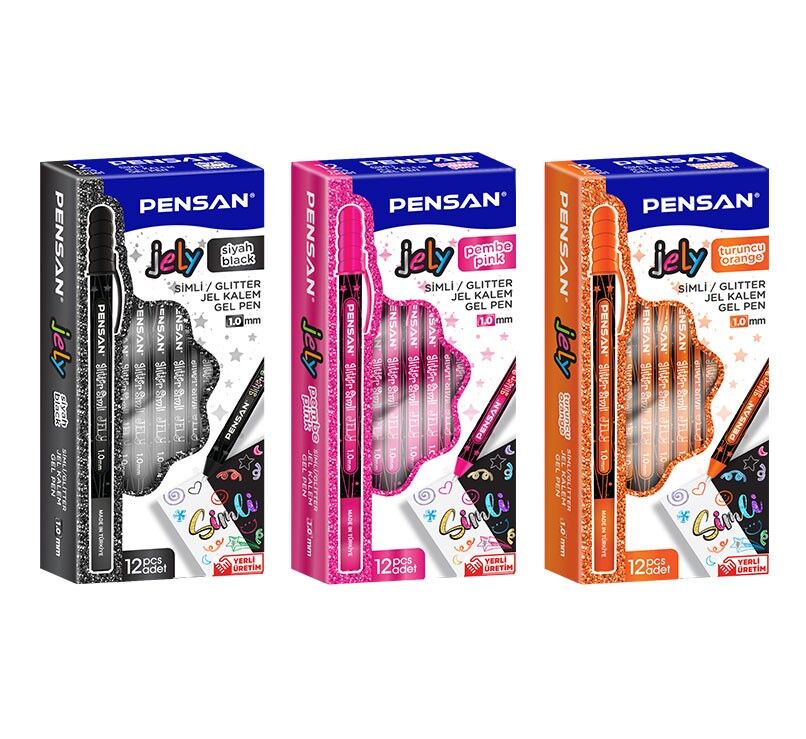 Pensan Tükenmez Kalem Jely Glitter Simli Turuncu 2800