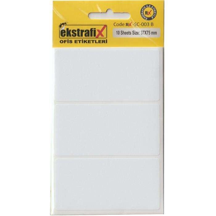 Ekstrafix Ofis Etiketi 10'lu Beyaz 37x75 Mm ( Sc-003 B )