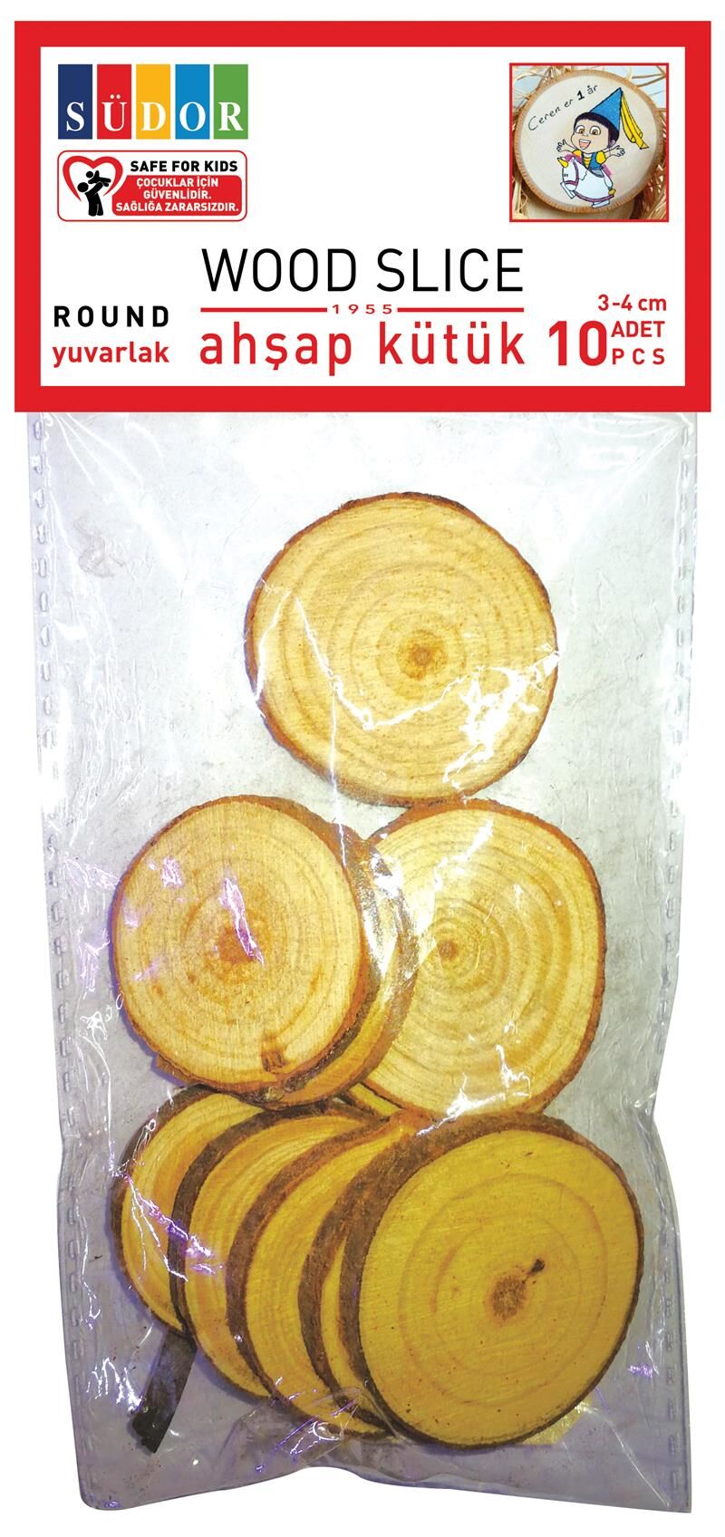 Südor Ahşap Kütük 3-4 Cm Yuvarlak 10 Lu Bs132