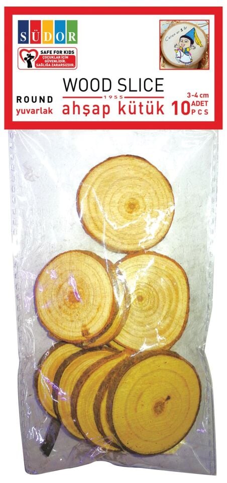 Südor Ahşap Kütük 3-4 Cm Yuvarlak 10 Lu Bs132