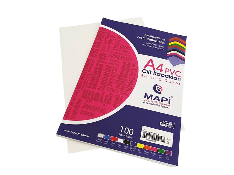 Mapi Cilt Kapağı Pvc A4 160 Mic. Beyaz 100lü 204 02 00 2040200