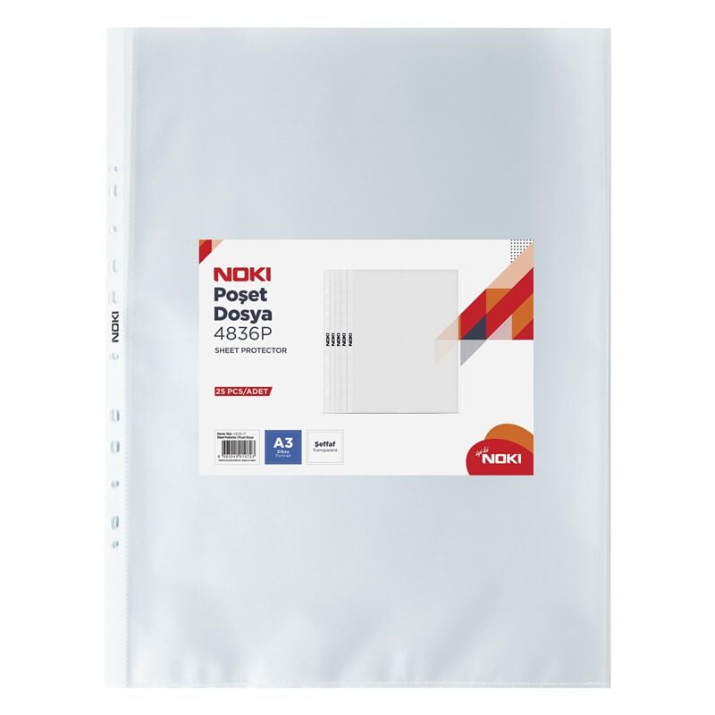 Noki Poşet Dosya A3 Dikey 25'li (90 Mic) 4836-p