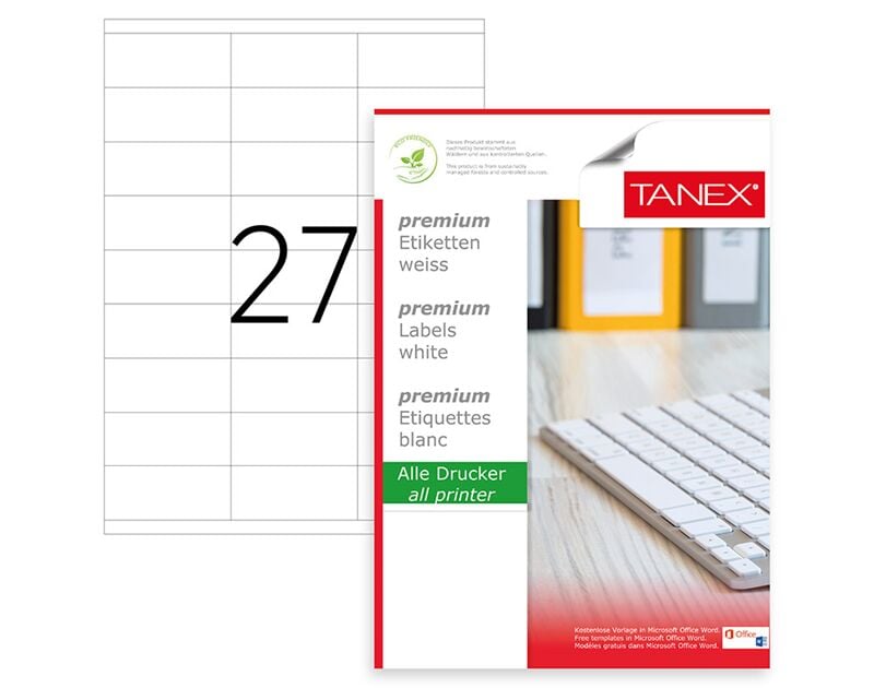 Tanex Laser Etiket Tw-2027 70x32,125 Mm Beyaz Tw2027las10100