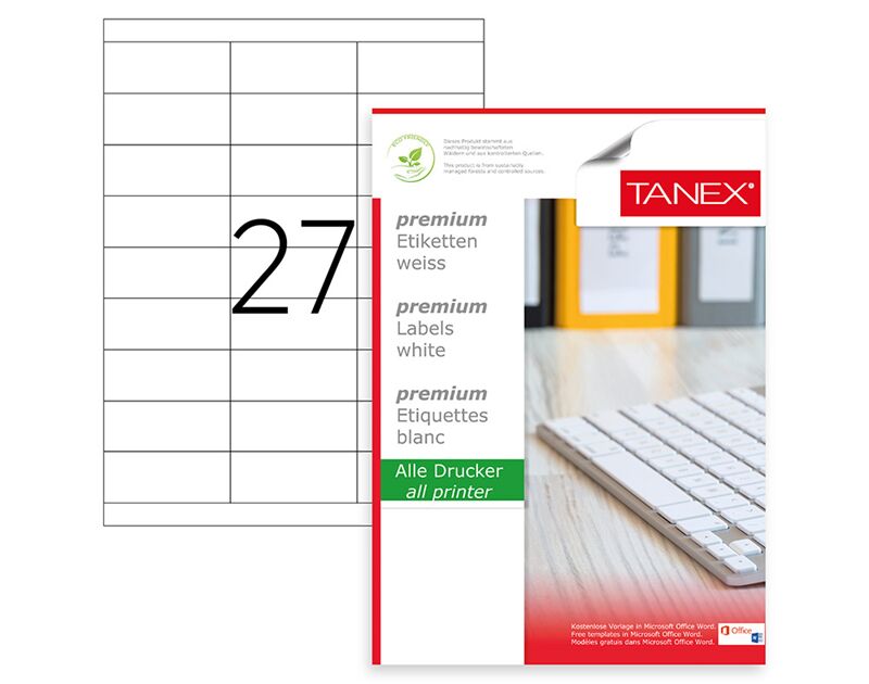 Tanex Laser Etiket Tw-2327 70x30 Mm Beyaz Tw2327las10100