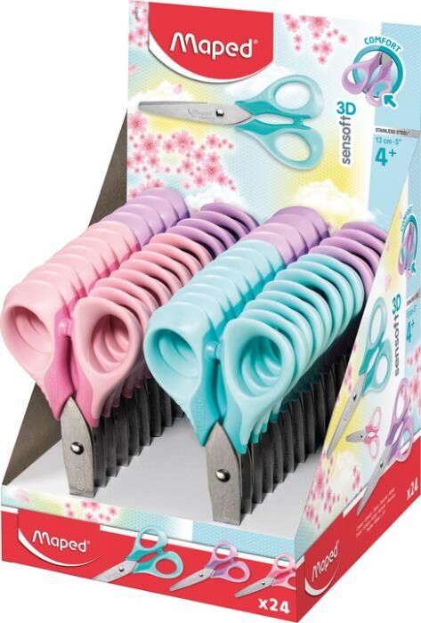 Maped 13 Cm Sensoft Fluo Pastel Renkli Makas Display 484211