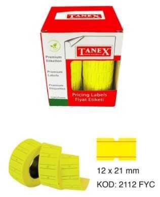 Tanex Makina Etiketi Çizgili 12x21 Mm Floresan Sarı Tnx1221550800