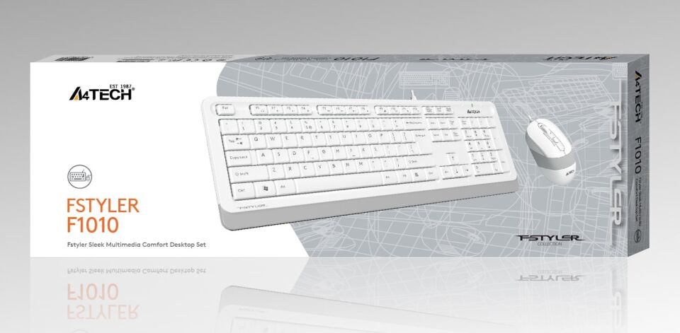 A4 Tech F1010 Q Usb Beyaz Fn-mm Klv+optik Mouse Set
