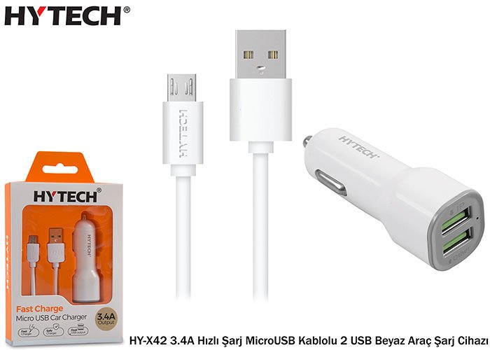 Hytech Hy-x42 3.4a Hızlı Şarj Microusb Kablolu 2 U