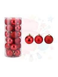 Nedi Ağaç Süsü Top 6 Cm 24'lü Kırmızı Nedı-6024r