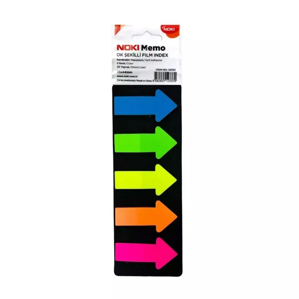 Noki Yapışkanlı Not Kağıdı 25x44 Mm Ok Şekilli Film Index 12052