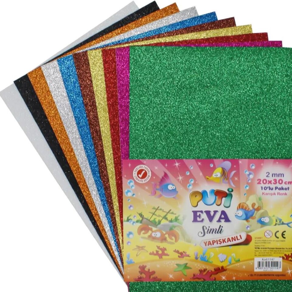 Puti Eva 20x30 Cm Yapışkanlı Simli 10'lu Karışık Pt-1147