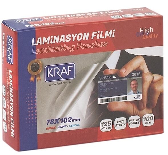 Kraf Laminasyon Filmi 78x102 Mm 125 Mic 100'lü Parlak 2127