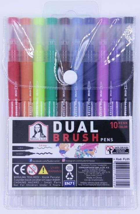 Monalisa Dual Fineliner + Brush 10 Renk Set Fl05