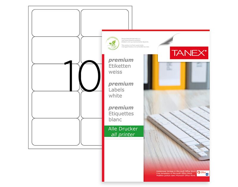 Tanex Laser Etiket Tw-2010 99,06x57 Mm Beyaz Tw2010las10100