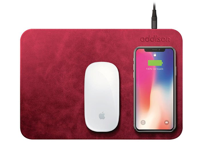 Addison Wmp-15 28,5x19,5x0,5cm Kırmızı Kablosuz Şarj+mouse Pad