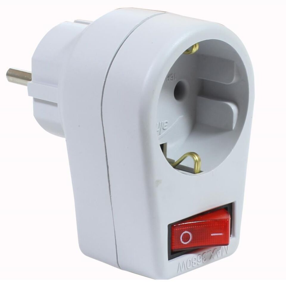 Almera Topraklı Anahtarlı Fiş Priz Erkek Dişi Beyaz