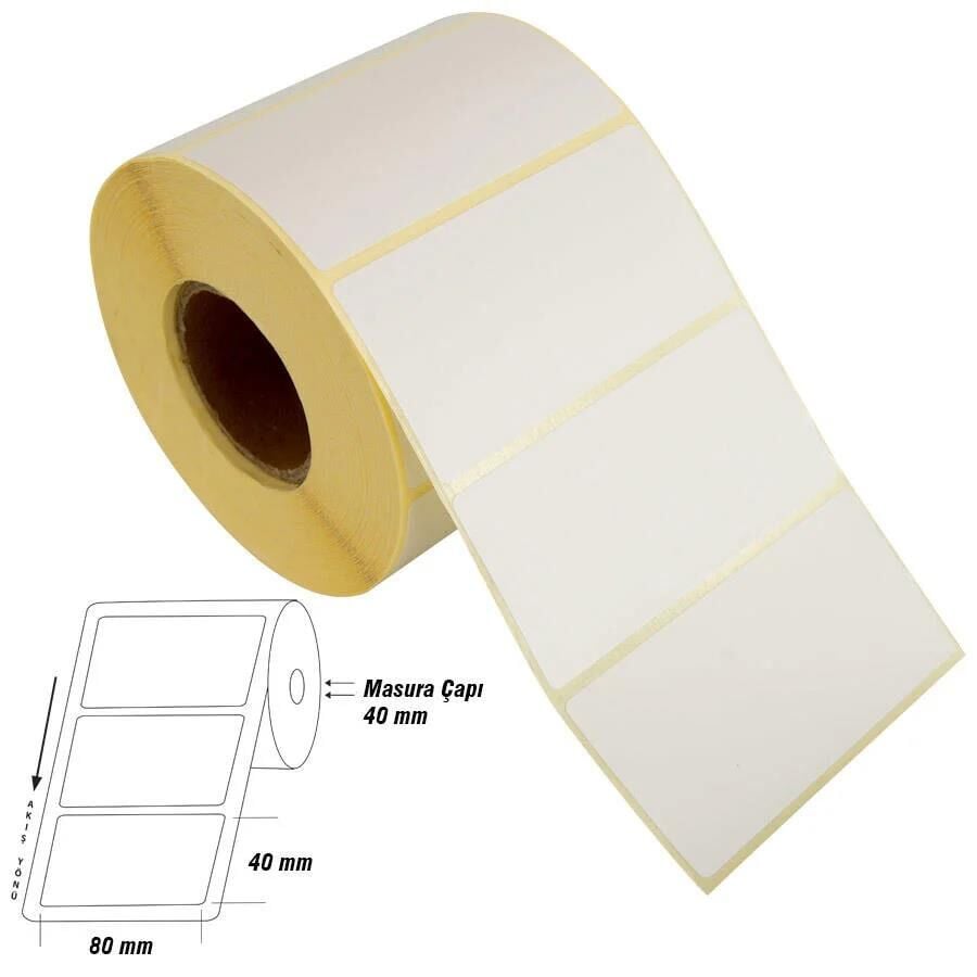 Tanex Barkod Etiketi 1000'li Termal Eco 80x40 Mm 40 Mm Çap 60054