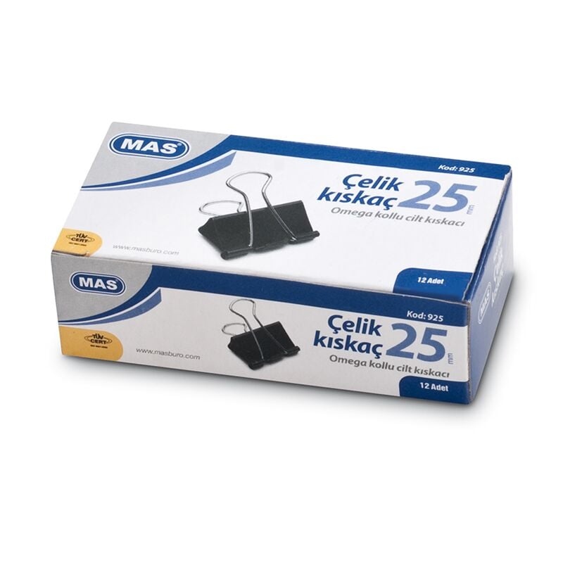 Mas Omega Çelik Kıskaç 12'li 25 Mm Siyah 925
