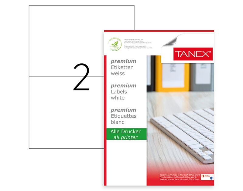 Tanex Laser Etiket Tw-2102 210x148,5 Mm Beyaz Tw2102las10100