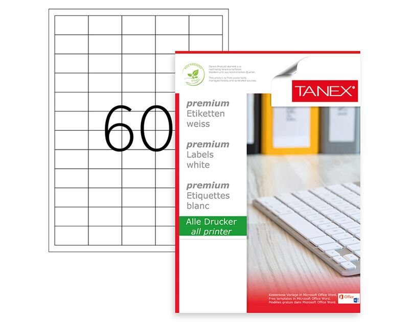 Tanex Laser Etiket Tw-2260 40x24 Mm Beyaz Tw2260las10100