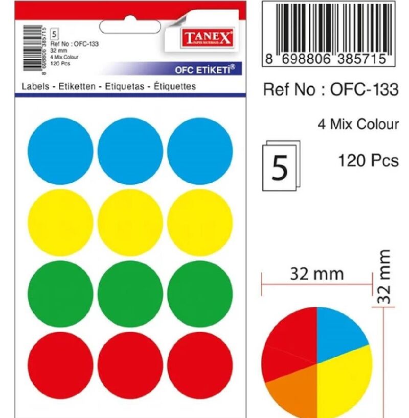 Tanex Ofis Etiketi Ofc-133 32mm 60 Lı