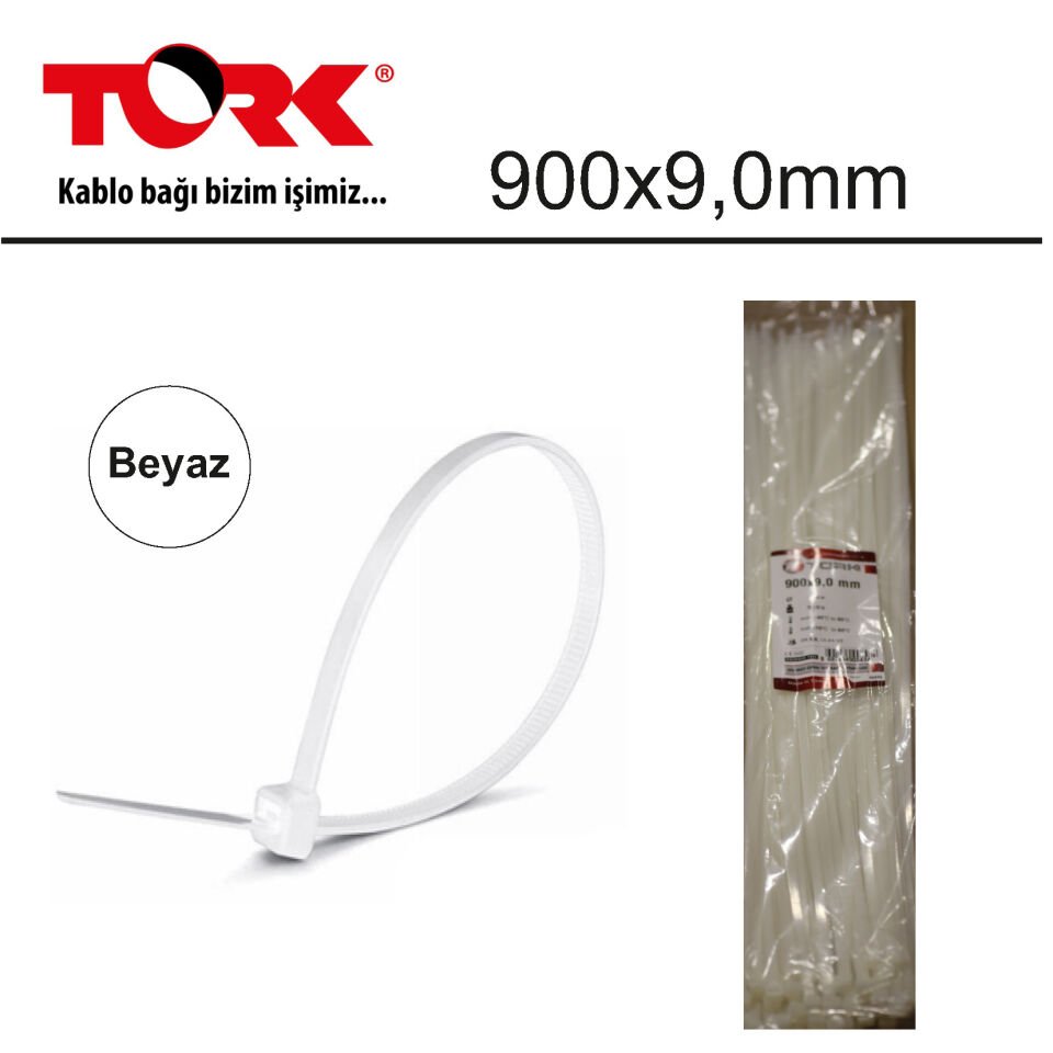 Tork Trk-900-9,0mm Beyaz 100lü Kablo Bağı