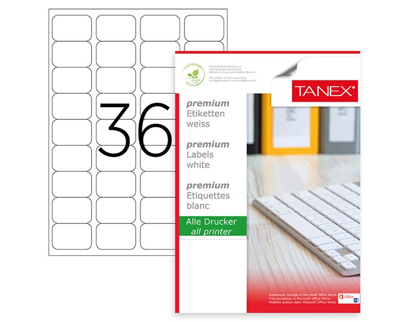 Tanex Laser Etiket Tw-2036 45x30 Mm Beyaz Tw2036las10100